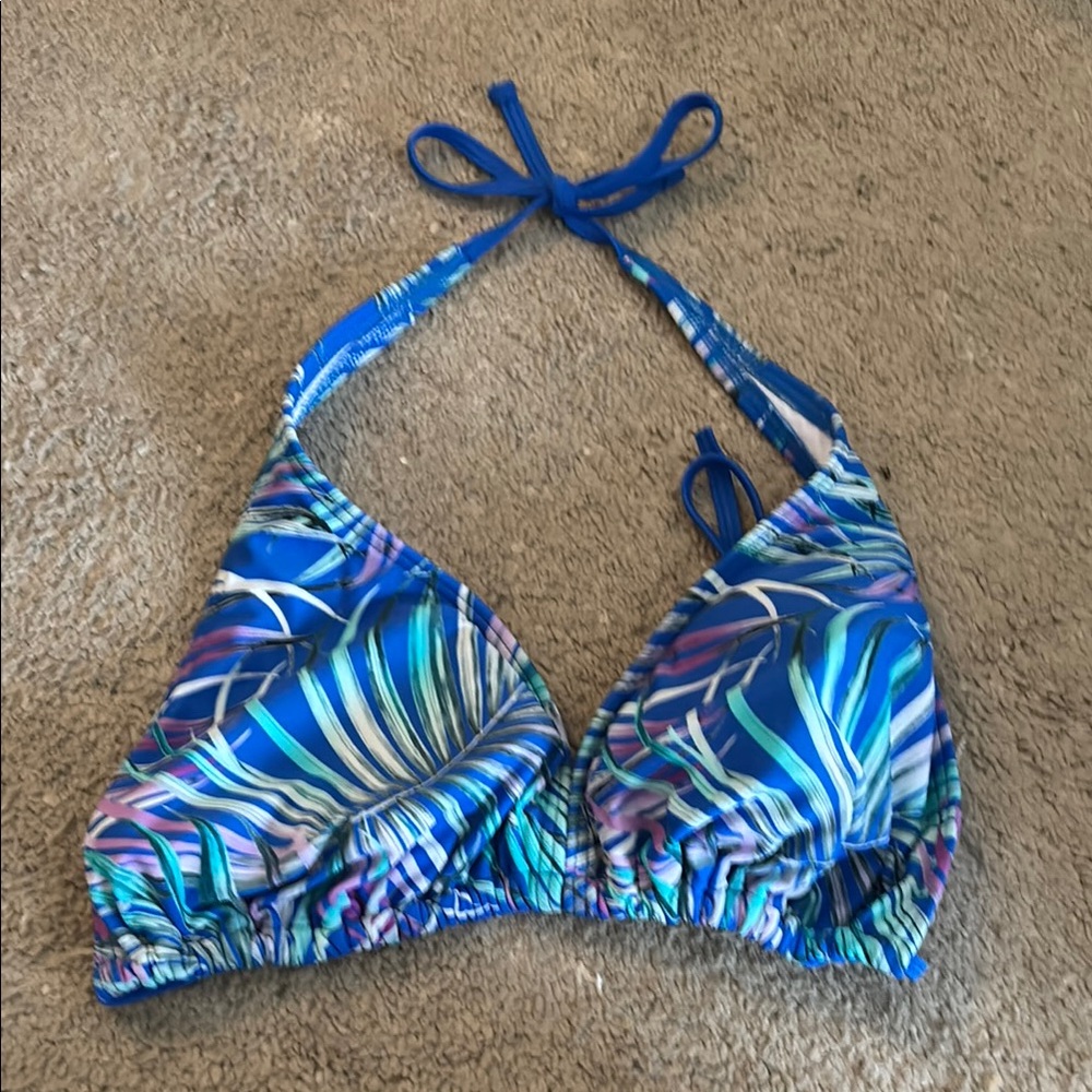 Tropical Print Halter Bikini Top 004B